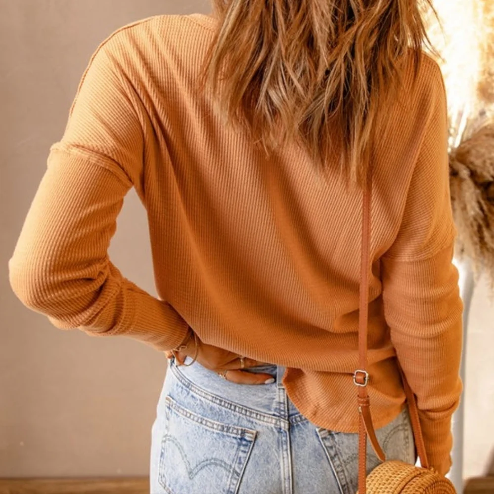 💜 New Ribbed Pretty Orange Top - Picture 2 of 8